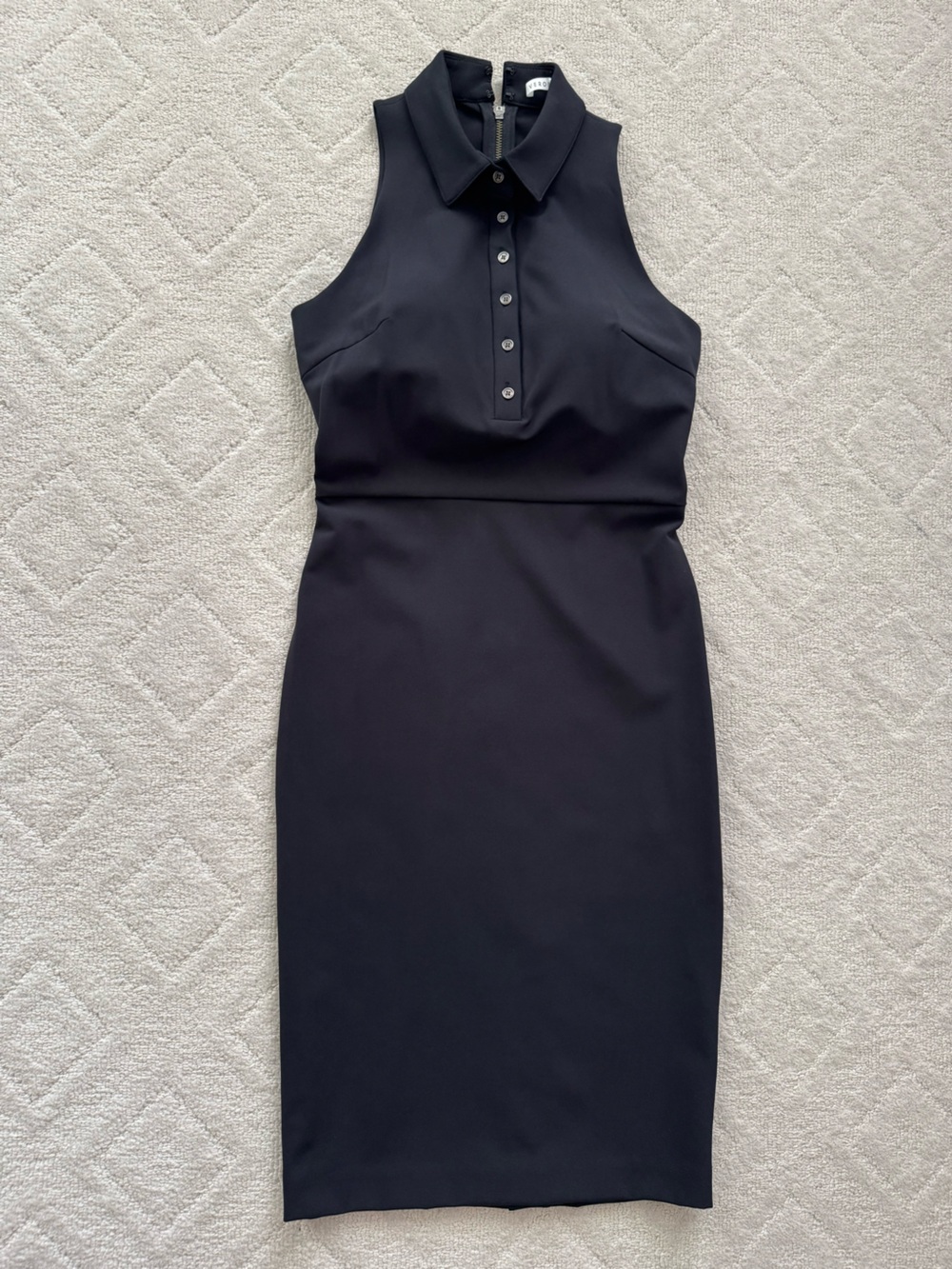 Veronica Beard Black Midi Sleeveless Polo collar wbuttons & Pencil Dress/4/New